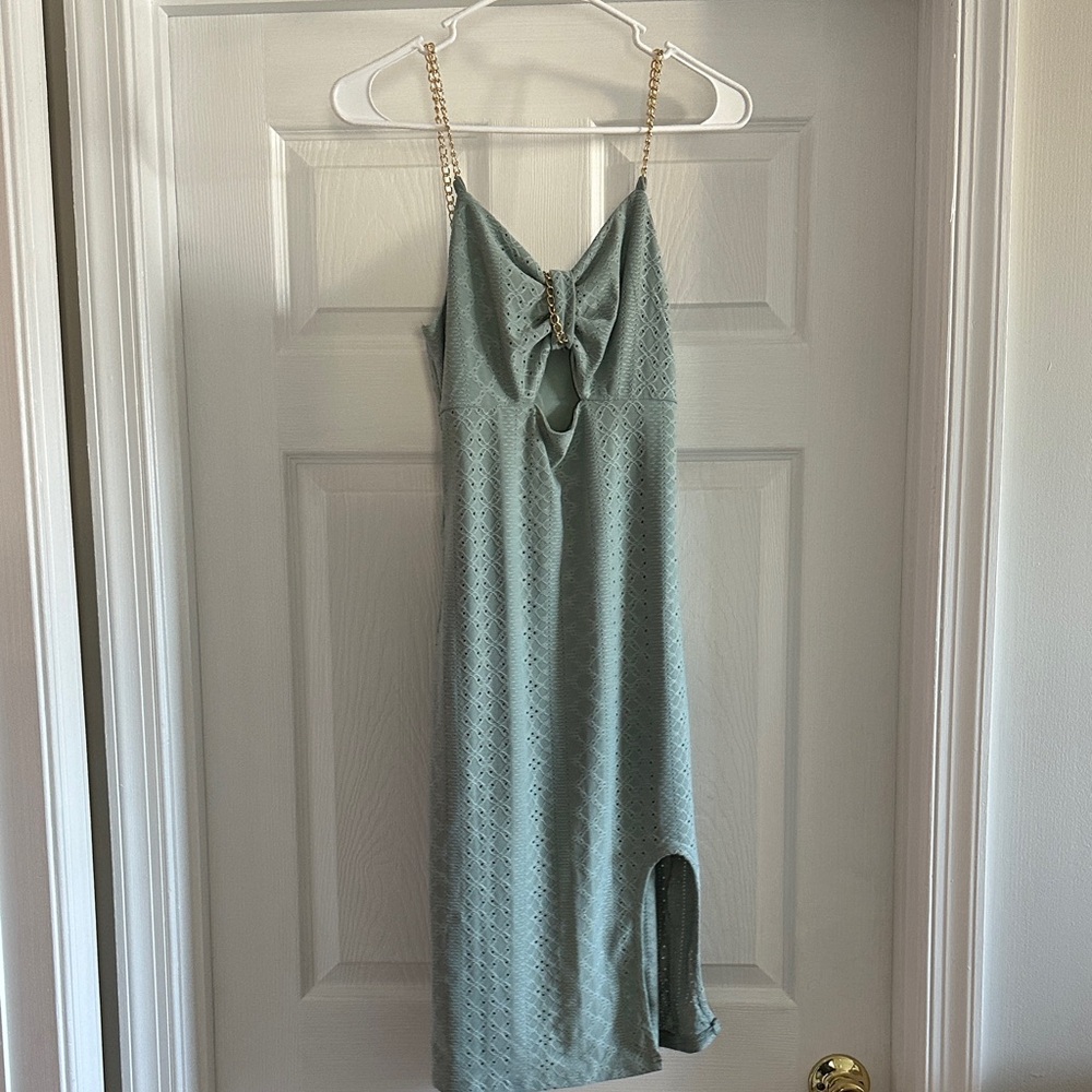 SHEIN Mint Asymmetrical Dress with Chain Straps